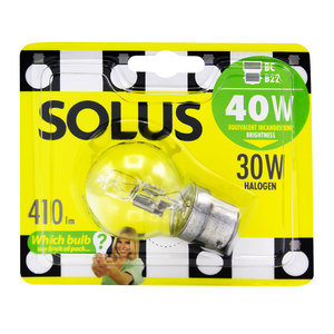 Solus 40W BC Clear Round Halogen Energy Saver Bulb