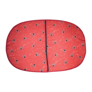 Oval Printed Cushion Red With Black Paw Prints 42 x 28cm