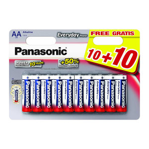 Panasonic Everyday Power Alkaline Batteries AA 10+10 Free
